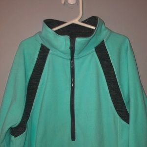 SO Mint Green and Grey Fleece Quarter-Zip Jacket